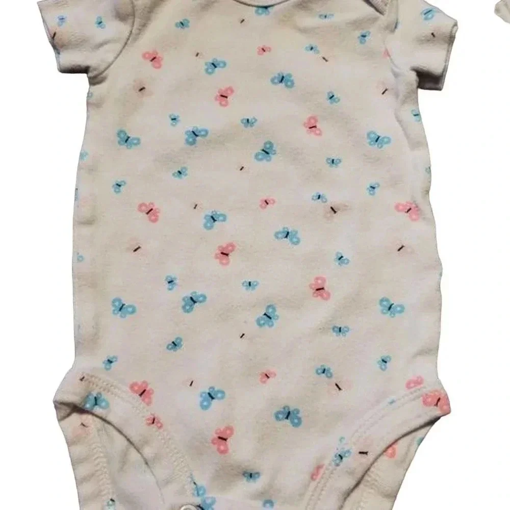 0-3 month Baby Assortment, Baby Shirts, Onepieces, Pants, Used, 9 pieces